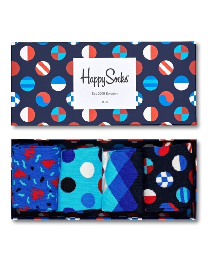 Happy Socks Navy Gift box gift set with 4 socks