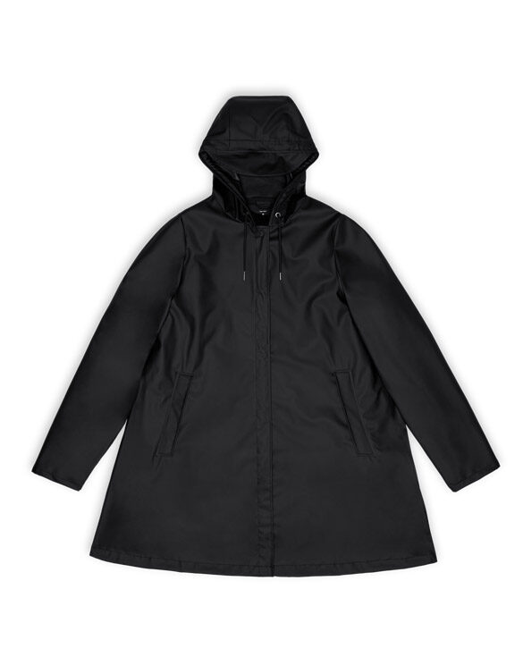 Rains 18050-01 Black A-line W Jacket Black  Women   Outerwear  Rain jackets