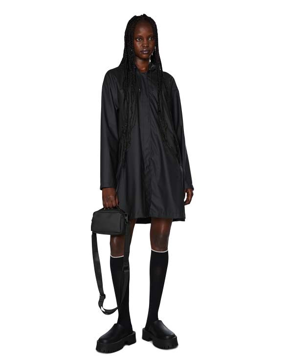 Rains 18050-01 Black A-line W Jacket Black  Women   Outerwear  Rain jackets