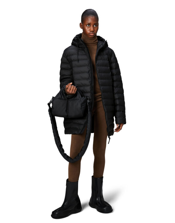 Rains 15900-01 Black Lohja Long Puffer Jacket Black Jope Mehed Naised Ülerõivad  Kevad-sügis joped