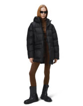 Rains 15210-01 Black Alta Long Puffer Cargo Jacket Black Talvemantel Mehed Naised Ülerõivad  Talvejoped ja mantlid