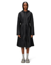 Rains 12040-01 Black A-Line Longer W Jacket Black Women   Outerwear  Rain jackets