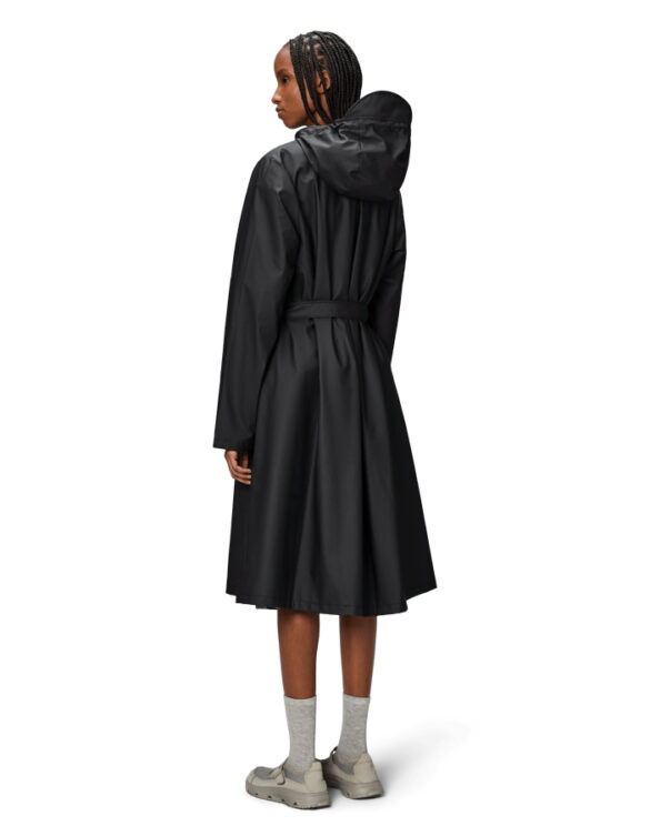 Rains 12040-01 Black A-Line Longer W Jacket Black Women   Outerwear  Rain jackets