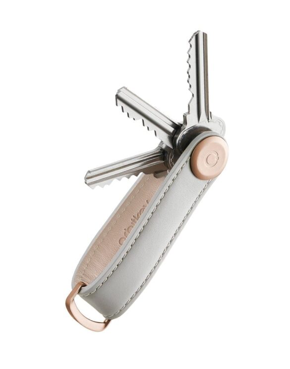 leather key organiser stone/grey