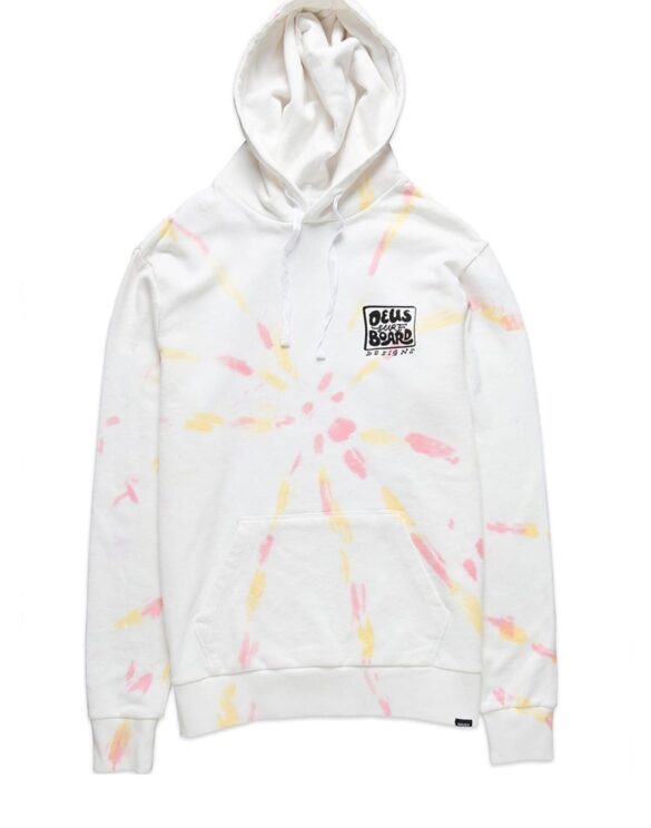Deus Ex Machina Banzai Hoodie White Combo is a relaxed fit men's white hoodie with a tie dye pattern