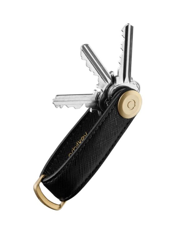 Orbitkey Keychains Key Organiser Saffiano Leather Liquorice Black