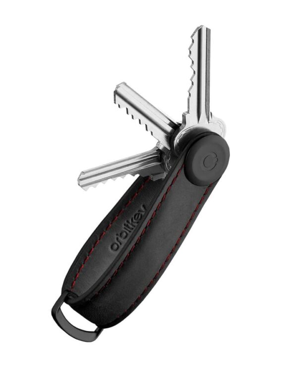 Orbitkey Keychains Crazy Horse Leather Key Organiser Obsidian Black/Red