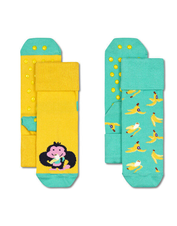 Happy Socks  2-Pack Kids Monkey & Banana Anti SlipSock KMNB19-7000
