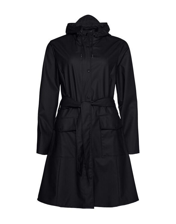 Rains 18130-01 Curve Long Jacket Black Vihmamantel Women Outerwear Rain jackets