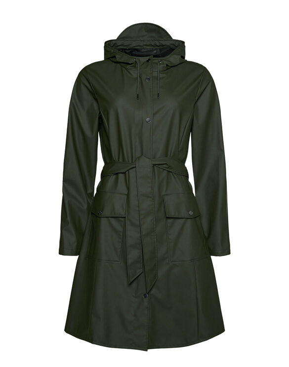 Rains 18130-03 Curve Long Jacket Green Vihmamantel Women Outerwear Rain jackets