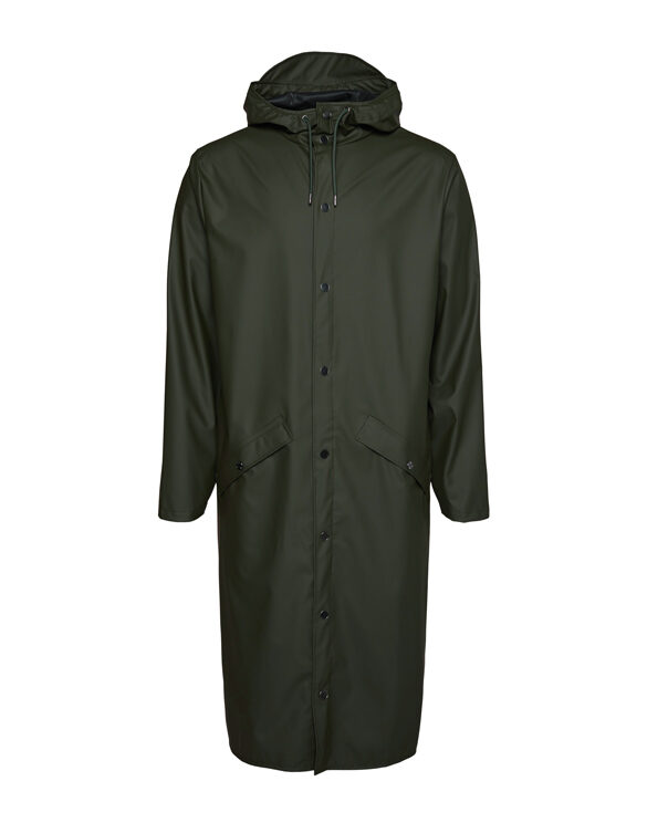 Rains 18360-03 Longer Jacket Green Men Women Outerwear Outerwear Rain jackets Rain jackets