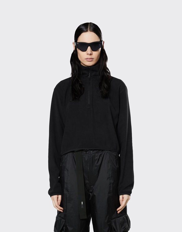 Rains 18100-01 Fleece W Half Zip Black  Naised