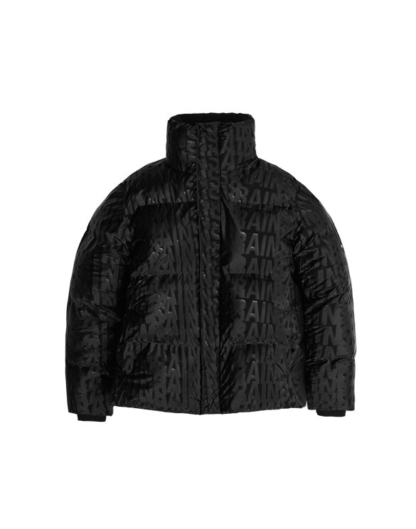 Rains 15220-53 Boxy Puffer Jacket Black Monogram Men Women  Outerwear Outerwear Winter coats and jackets Winter coats and jackets