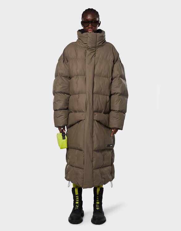 Rains 15020-66 Block Puffer Coat Wood Men Women Outerwear Outerwear Winter coats and jackets Winter coats and jackets