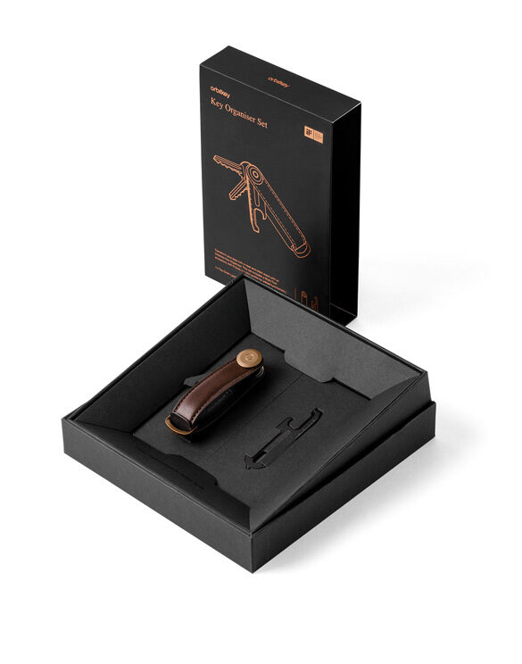 Orbitkey Võtmehoidjad Leather Key Organiser + Multi-tool V2 Espresso/Black Kinkekomplekt GLT2-ESB-201