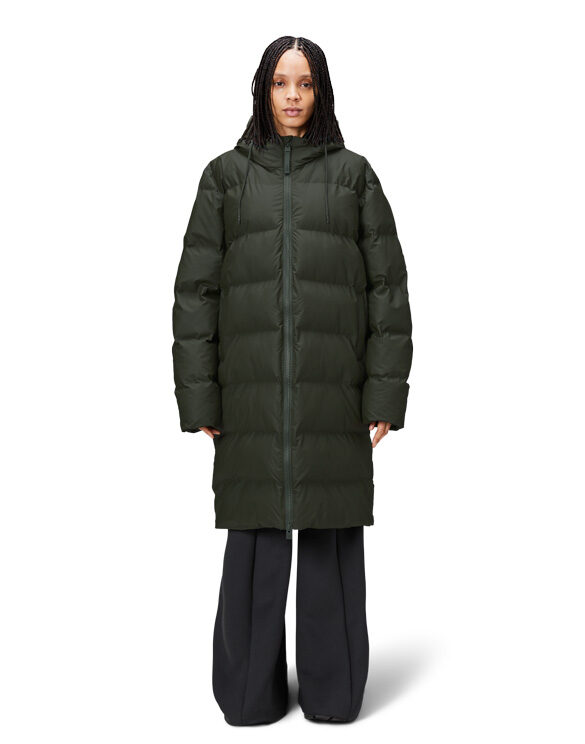 Rains 15130-03 Green Alta Long Puffer Jacket Green Talvejope Mehed Naised Ülerõivad  Talvejoped ja mantlid