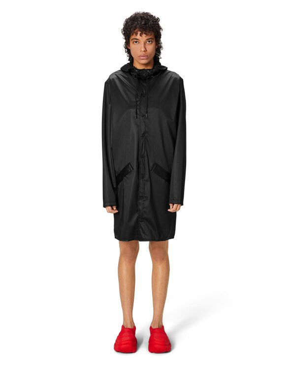Rains 12020-84 Black Grain Long Jacket Black Grain Vihmajakk Mehed Naised Ülerõivad  Vihmajakid