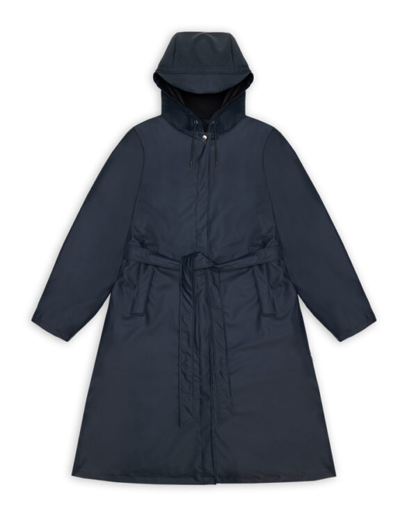 Rains 12040-47 Navy A-Line Longer W Jacket Navy Women   Outerwear  Rain jackets