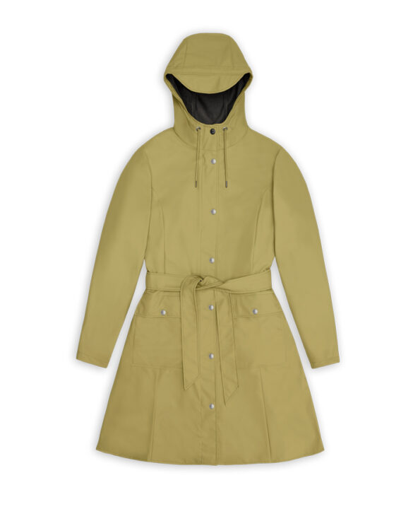 Rains 18130-44 Khaki Curve Long Jacket Khaki Women   Outerwear  Rain jackets