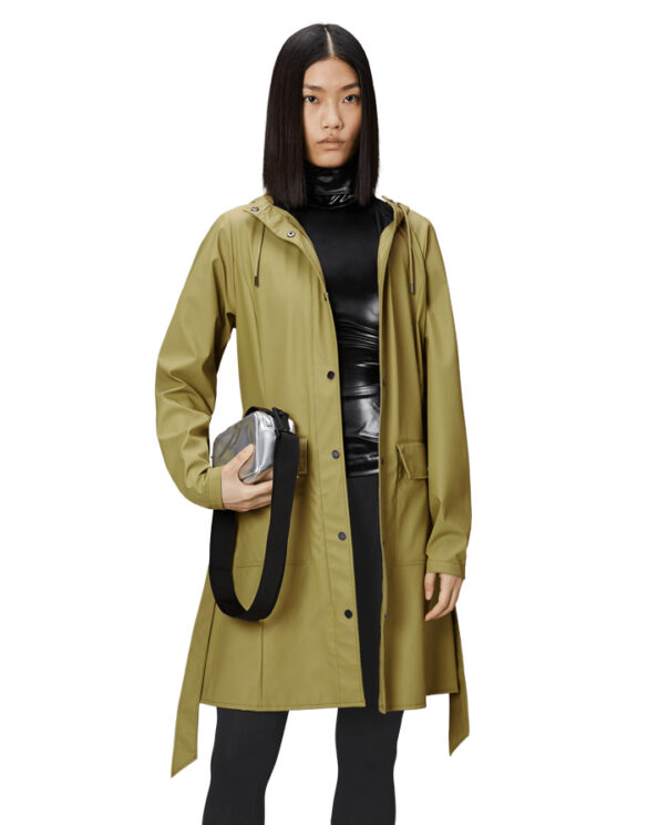 Rains 18130-44 Khaki Curve Long Jacket Khaki Vihmamantel Naised  Ülerõivad  Vihmajakid