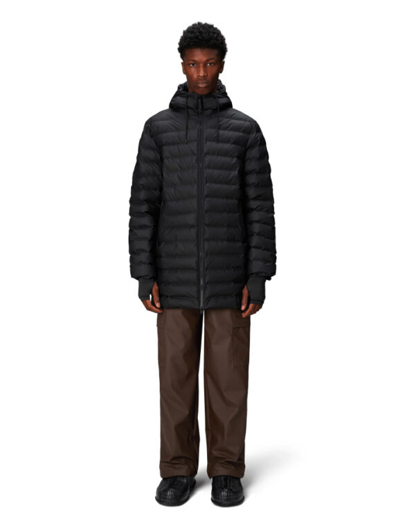 Rains 15900-01 Black Lohja Long Puffer Jacket Black Jope Mehed Naised Ülerõivad  Kevad-sügis joped