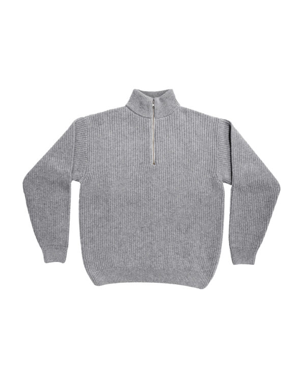 Colorful Standard Meriinovillane Quarter Zip Heather Grey Kampsun
