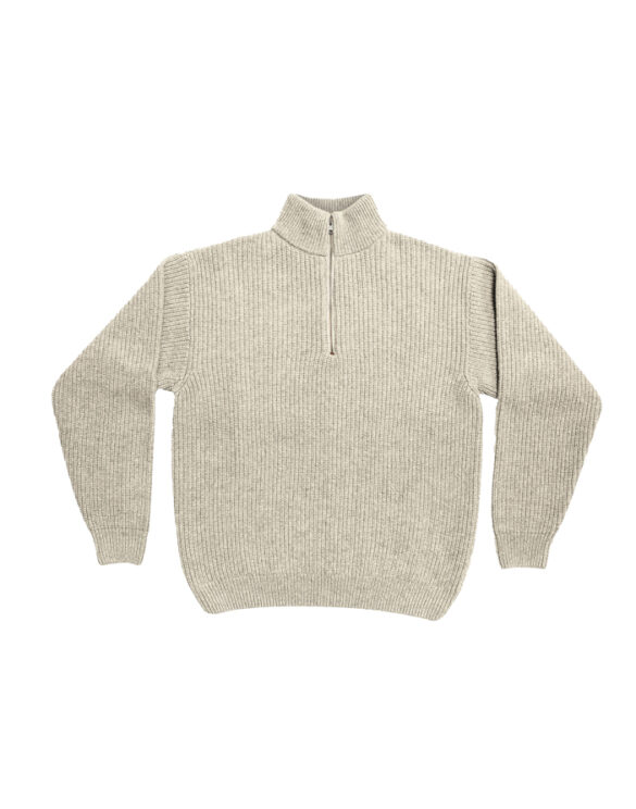 Colorful Standard Meriinovillane Quarter Zip Ivory White Kampsun