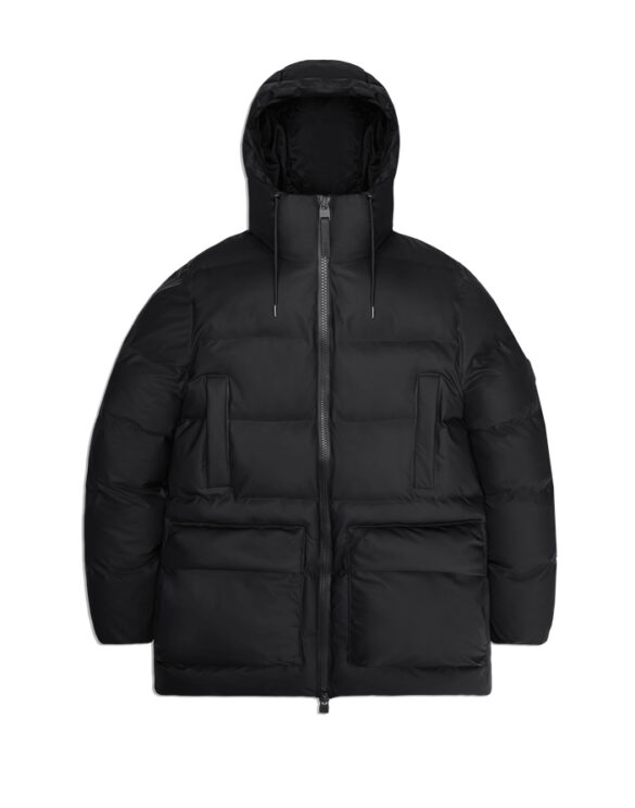 Rains 15210-01 Black Alta Long Puffer Cargo Jacket Black Men Women  Outerwear Outerwear Winter jackets and coats Winter coats and jackets