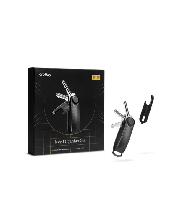Orbitkey Key Organiser Hybrid Leather+Multitool v2 Black Kinkekomplekt